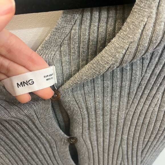 Mango Gray Ribbed Knit Cardigan - Picture 2 of 3